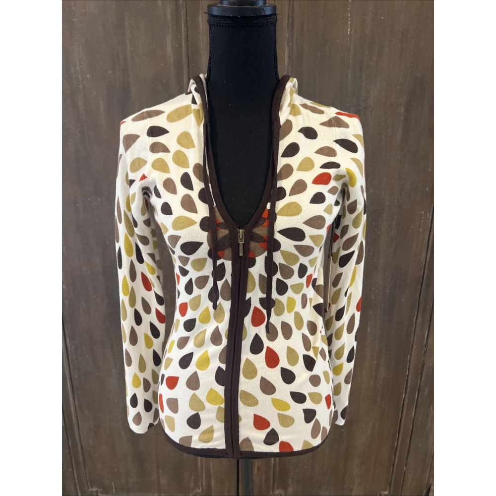 Vertigo Paris Russet Hooded Zip Front Sweater Small